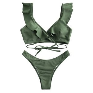 Ribbed Bikini Set - Camouflage Green